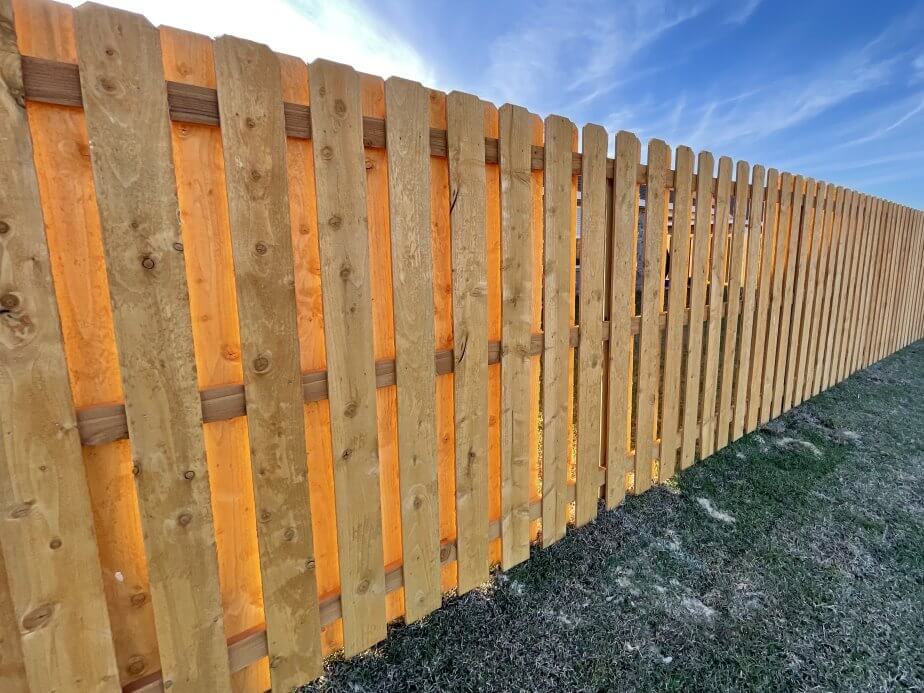 Shadow Box Style residential wood fencing in the Pensacola, Florida area.